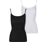 Achseltop URBAN CLASSICS "Urban Classics Ladies Tank Top 2-Pack", Damen, Gr. XL, Normalgrößen, schwarz-weiß (schwarz, weiß), 95% Viskose, 5% Elasthan, unifarben, normal, Unterhemden (27524413-XL) schw