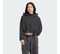 Acid-Wash Crop Hoodie Black S