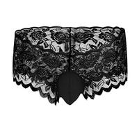 Acizi Sissy Pouch Höschen Herren Silky Lace Bikini Slip Girly Unterwäsche Sexy für Männer (Schwarz, M)