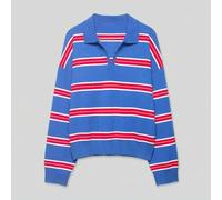 ACKCER Damen Frühling/Sommer vielseitiges gestreiftes Strick-Poloshirt