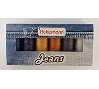 Ackermann Jeans Nähgarnset Farben Mix Stärke 80, 6x 150m, Jeansgarn (0,89 € pro 100 m)