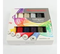 Ackermann Nähgarn (12 Farben x 200m) Universal Nähgarn Farben-Mix in 12 Farben in Stärke 120, Nähgarn-Set, Markengarn