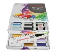 Ackermann Nähgarn Box Weiß mit 36 x 200m verschiedenfarbige Garnrollen (0,47 € pro 100 m)