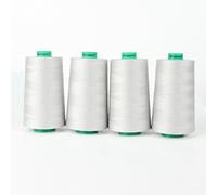 Ackermann Nähgarn Hellgrau (8099), 4x 5.000 m Konen (20.000 m) - Universal-Garn 100% Polyester, Stärke 120, OEKO-TEX, für Overlock- und Nähmaschinen
