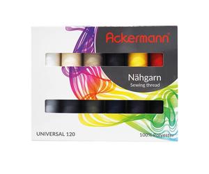 Ackermann Nähgarnbox Weiss Farben-Mix Polyester 12 x 1000m (1,92 € pro 1000 m)