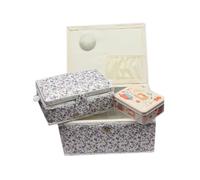 Ackermann Nähkorb-Set mit Tragegriff (1x groß und 1x mittel) + 1x kleine Accessoires-Box aus Metall (mit Zubehör), Marke Nähkorb Nähschatulle Nähkästchen Nähkasten (Blumenmuster (lila))