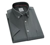 ACLCSHM Herren Kurzarm Oxford Hemd, Atmungsaktive Baumwolle Business Hemd Mit Tasche Einfarbig Button Down Arbeitshemden Slim Fit Sommer Büro Freizeithemd Jacke Top Grau Grün XL