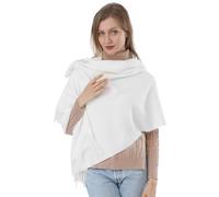 ACNCN Damen-Kaschmirschal Pashmina-Schal Umschlagtücher 300g Extra große, dicke Kaschmirschals für den Winter, weiß, 200cm*70cm