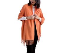 ACNCN Damen-Schal, Kaschmir, Pashmina, 300 g, extra groß, Kaschmir, dicke Schals für den Winter, Orange