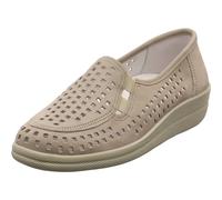 Aco Buzios Damen Slipper Leder Taupe/grau