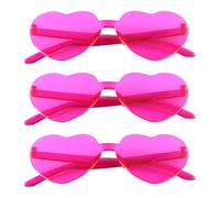 ACOLY 3 Stück Hippie-Brillen in Herzform, Rahmenlose Brillen in Herzform, Transparente Sonnenbrillen in Bonbonfarben