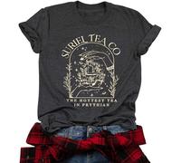 Acotar Velaris Shirt Damen Acotar Night Court T-Shirt Suriel Tea Co Lustige Grafik Tee Casual Letter Print Shirt Tops, Grau 2, Mittel