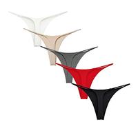 Acramy Damen Unterhosen Baumwolle String Unterwäsche Thong Tanga, 5er Pack (Gruppe A, L)