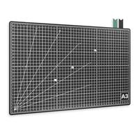 ACROPAQ Schneidematte A3 - Selbstheilend, A3 (45 x 30 cm), 5 Lagen Schutz für Ihre Möbel, mit beidseitigen Gittern und Winkelmarkierungen, Schwarz - Bastelunterlage, Schneideunterlage, Cutting mat