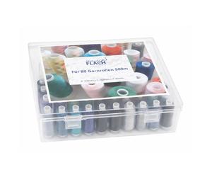 Acryl-Garnbox gefüllt mit 40 Farben Gütermann Toldi (500 m) Näh- und Stickgarn