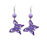 Acryl-Ohrringe - Ohrringe im chinesischen Stil, glänzende lila und blaue Schmetterlings-Acryl-Ohrringe, modische Persönlichkeits-Ohrringe, Damenschmuck, frischer und süßer Stil, lila, Einheitsgröße