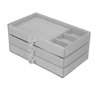 Acryl-Schmuckorganizer mit 3 Schubladen, Aufbewahrungsbox 23x14x10 cm, Grau