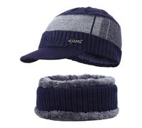 Acrylfaser & Halstuch, Set für Erwachsene, Teenager, kaltes Wetter, Skifahren, Wandern, warm, winddicht, Unisex, Strickmütze, Schal, Set, SS2, One size