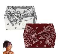 Acssart Stirnbänder, Acssart Bedrucktes Cross Yoga Stirnband, Criss Cross Head Wrap Haarband Gedrehtes Haarband, Breite Stirnbänder for Frauen(White+Red)