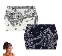 Acssart Stirnbänder, Acssart Bedrucktes Cross Yoga Stirnband, Criss Cross Head Wrap Haarband Gedrehtes Haarband, Breite Stirnbänder for Frauen(White+Blue)