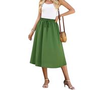 Actcat Damen Rock Sommer Midi Langer Midirock A-Linie Flowy mit Taschen leicht und luftig