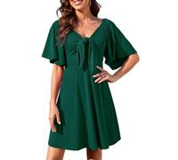 Actcat Damenkleider 2024 Frühling Sommer Tiefer V-Ausschnitt Elegantes Minikleid mit Fliege sexy Kleid Damen Festliche Kleider für Damen Strandkleider Damen Sommer Vintage Kleider Damen Piraten Kleid