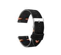 ACTINPANT 1 Stück 18/20/22/24 mm Wildlederarmband for GT3/GT4 Uhr, Vintage-Armband, handgefertigt, genäht(Black-Orange Line,22mm)