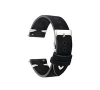 ACTINPANT 1 Stück 18/20/22/24 mm Wildlederarmband for GT3/GT4 Uhr, Vintage-Armband, handgefertigt, genäht(Black-White Line,18mm)