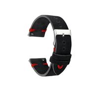 ACTINPANT 1 Stück 18/20/22/24 mm Wildlederarmband for GT3/GT4 Uhr, Vintage-Armband, handgefertigt, genäht(Black-Red Line,22mm)