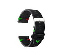 ACTINPANT 1 Stück 18/20/22/24 mm Wildlederarmband for GT3/GT4 Uhr, Vintage-Armband, handgefertigt, genäht(Black-Red Green Line,18mm)