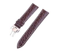 ACTINPANT 1 Stück Echtleder-Uhrenarmband 12 mm, 13, 14, 16, 17, 18, 20, 21, 22, mit Faltschließe, Rindslederarmband for Damen und Herren(Brown-White Line,17mm)