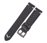 ACTINPANT 1 Stück handgefertigtes Uhrenarmband, 18, 20, 22, 24 mm, aus geöltem, gewachstem Echtleder, for Damen und Herren, in 4 Farben, atmungsaktiv(Black Black Clasp,24mm)