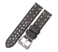 ACTINPANT 1 Stück handgefertigtes Uhrenarmband mit Retro-Edelstahlschließe, 4 Farben, 22 mm, 24, Herren, Damen, Echtleder(Green,22mm)