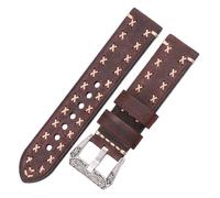 ACTINPANT 1 Stück handgefertigtes Uhrenarmband mit Retro-Schraubschließe aus Edelstahl, 22 mm/24 mm breit, for Damen und Herren, echtem Leder, in 4 Farben(Coffee,22mm)