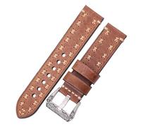 ACTINPANT 1 Stück handgefertigtes Uhrenarmband mit Retro-Schraubschließe aus Edelstahl, 22 mm/24 mm breit, for Damen und Herren, echtem Leder, in 4 Farben(Brown,24mm)