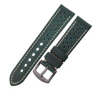 ACTINPANT 1 Stück Uhrenarmband aus echtem Rindsleder for Damen und Herren, atmungsaktiv, in 4 Farben, 20 mm, 22, 24 breit(Dark Green Black,20mm)