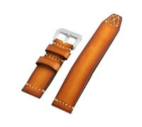 ACTINPANT 1 Stück Vintage-Uhrenarmband aus echtem Leder, 18 mm, 20, 22, 24, 26, Herren-Uhrenarmband Rindsleder, doppellagig, handgefertigt(Silver Buckle,18mm)