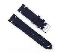 ACTINPANT 1 Stück Wildlederarmband for Uhren, Vintage-Armband, handgefertigt, mit Nahtverschluss, 22 mm/24 mm(Darkblue-White Wire,18mm)