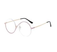Acunny Evlass UV-Schutzbrille, UV-Schutz, Retro-Brille für Damen, elegant, halblang, Retro, für Strandurlaub, Outdoor-Aktivitäten, Goldener Rahmen, Kreis, Rosa, Licht, Anti-Blau, Consulte la