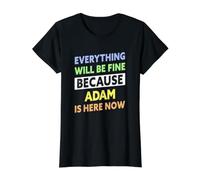 Adam ist jetzt Hier Lustiger Adam-Name Preisgünstiges Grafik-T-Shirt, Damen, Schwarz, XL