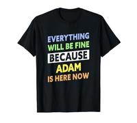 Adam ist jetzt Hier Lustiger Adam-Name Preisgünstiges Grafik-T-Shirt, Herren, Schwarz, L