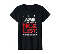 Adam On The Nice List Lustiger Weihnachtsnamen Adam Preisgünstiges Grafik-T-Shirt, Damen, Schwarz, L