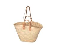 Adam Schmidt | Umhängetasche IBIZA mit Lederschulterriemen und Ledergriffen | ca. 53 x 26 cm - Füllhöhe ca. 33 cm | Palmblatt | ideal für Strand, Badesee oder Einkaufen
