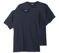 ADAMO 2er-Pack V-Neck Basic T-Shirt Übergröße Navy