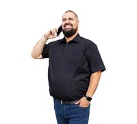 ADAMO Business-Hemd Kurzarm Comfort FIT Herren Serie 'Warren' in großen Größen bis 10XL, Größe:3XL, Farbe:Schwarz