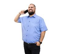 ADAMO Business-Hemd Kurzarm Comfort FIT Herren in großen Größen bis 14XL, Größe:12XL, Farbe:Mittelblau