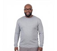 ADAMO Herren Basic Shirt Langarm grau meliert mit Rundhals Ausschnitt bis Übergröße 12XL, Größe:6XL