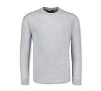 ADAMO Herren Basic Shirt Langarm grau meliert mit Rundhals Ausschnitt bis Übergröße 12XL, Größe:7XL