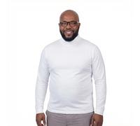 ADAMO Herren Basic Shirt Langarm Weiss mit Rollkragen ergröße 12XL, Größe:2XL