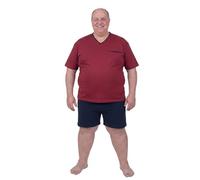 ADAMO Herren Schlafanzug Kurzarm Übergrößen XXL - 10XL, Größe:4XL, Farbe:Weinrot